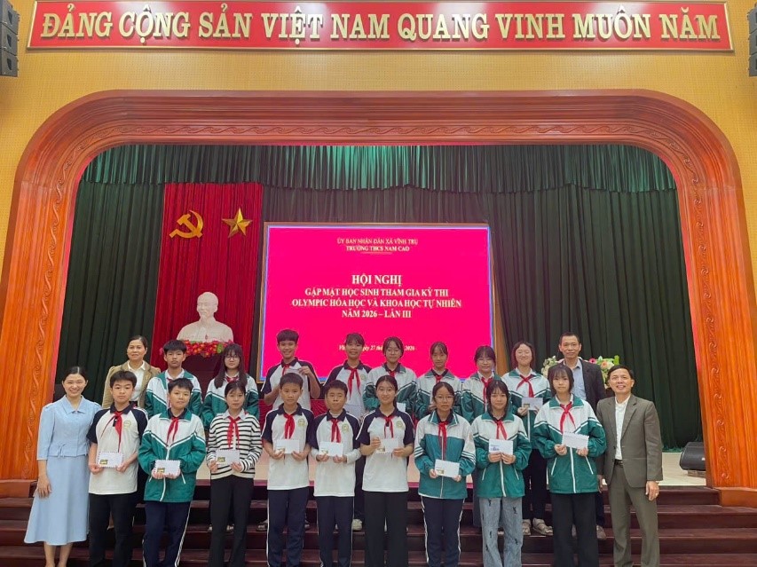 TRƯỜNG THCS NAM CAO VINH DANH HỌC SINH ĐẠT GIẢI TRONG KỲ THI KỲ THI OLYMPIC HÓA HỌC VÀ KHOA HỌC TỰ NHIÊN LẦN THỨ III – NĂM 2026