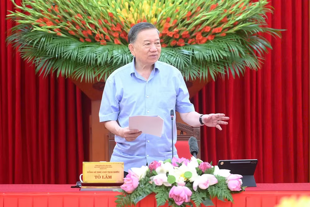 Tổng Bí thư, Chủ tịch nước Tô Lâm phát biểu tại cuộc làm việc. (Ảnh: ĐĂNG KHOA)